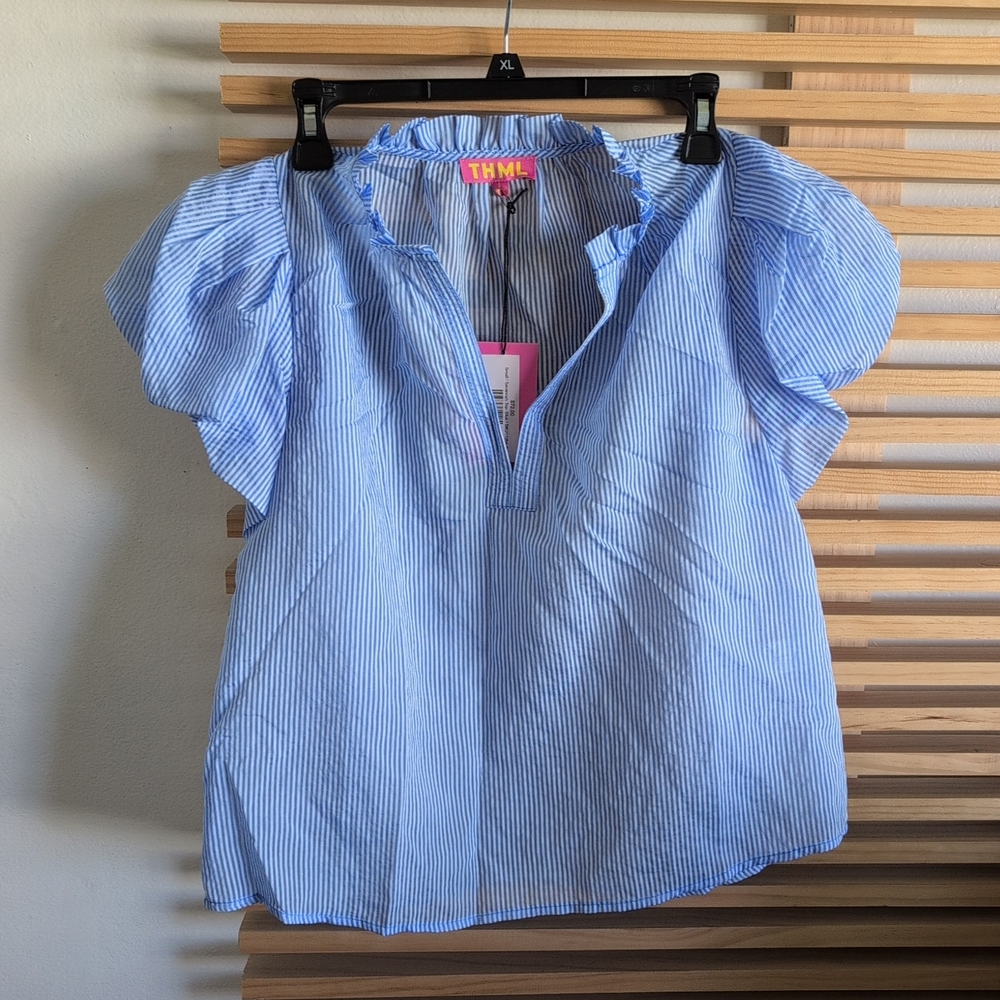THML Blue and White Striped Blouse